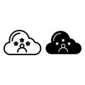 User in cloud line and glyph icon. Cloud with person and stars vector illustration isolated on white. Favored person and