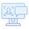 User on computer monitor flat icon. Authorization blue icons in trendy flat style. Dialog window on screen gradient