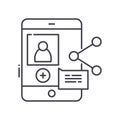 User create content icon, linear isolated illustration, thin line vector, web design sign, outline concept symbol with
