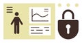User Data Analysis and Security Features with Statistics and Lock Icon Royalty Free Stock Photo