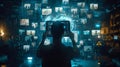The user with digital interface.AI generated image Royalty Free Stock Photo