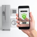 Managing Smart Home Appliances with Security App Royalty Free Stock Photo