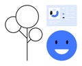Abstract Business Analytics and User Interaction Concept with Chart, Smile Icon, and Minimal Tree Design Royalty Free Stock Photo