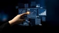 Modern Technology User Interacting with Digital Data Dashboard Displaying Financial Statistics and Graphs for Business Royalty Free Stock Photo