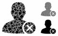 User erase Mosaic Icon of Irregular Pieces