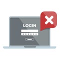 User error password access laptop icon cartoon vector. Internet online