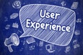 User Experience - Doodle Illustration on Blue Chalkboard. Royalty Free Stock Photo