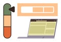 User Experience Elements with Slider, Progress Bar, and Laptop Interface Royalty Free Stock Photo
