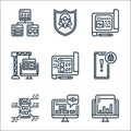 User experience line icons. linear set. quality vector line set such as analysis, seo, mockup, bug, planing, development, website