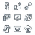 user experience line icons. linear set. quality vector line set such as cloud, maintenance, creative, global, link, responsive,