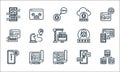 user experience line icons. linear set. quality vector line set such as structure, planing, bug, creative, website, feedback, user