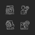 User experience management chalk white icons set on black background Royalty Free Stock Photo