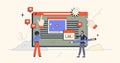 User experience optimization or UX for website retro tiny person concept Royalty Free Stock Photo