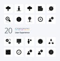 20 User Experience Solid Glyph icon Pack like download arrow  window profile Royalty Free Stock Photo