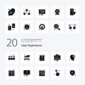 20 User Experience Solid Glyph icon Pack like statistics finance team computer data