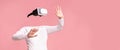 User experiences immersive virtual reality through advanced headset technology