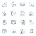 User exploration linear icons set. Research, Insight, Observation, Empathy, Feedback, Interview, Investigation line