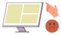 User expressing dissatisfaction with website layout displayed on a desktop monitor Royalty Free Stock Photo