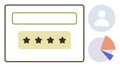 User Feedback and Analytics Concept with Rating, User Profile, and Pie Chart Elements Royalty Free Stock Photo