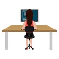 user female with computer desktop