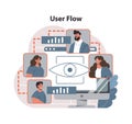 User Flow visualization concept. Flat vector illustration