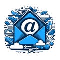 User-Friendly Communication: Blue Email Icon, Generative AI.