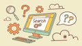 User-Friendly Search Interface: Computer with Query & Question Icons, vector design Generative AI Royalty Free Stock Photo