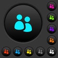 User group dark push buttons with color icons