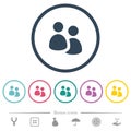 User group flat color icons in round outlines