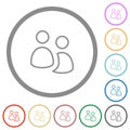 User group outline flat icons with outlines