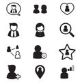 User , group, relation icons set for social network applicatio Royalty Free Stock Photo