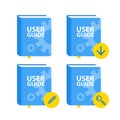 User Guide book download icon set. Flat illustration Royalty Free Stock Photo