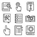 User guide icons set, outline style Royalty Free Stock Photo