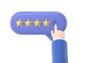 User hand pointing on survey form and choosing yellow star. Five star positive customer review. Online feedback,Supports PNG