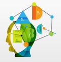 User head with geometric infographic A B C D and