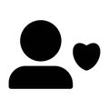 User with heart icon. Favorite person sign