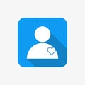 User with heart icon. Following user, favorite profile symbol for web and mobile UI design