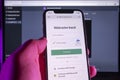 User holding SmartPhone, while doing email login to ChatGPT service. Developed by OpenAI.