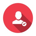User icon with check sign. Profile icon and approved, confirm, done, tick, completed symbol. Vector icon