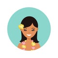 User icon of hawaiian young woman in flat style