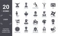 user icon set. include creative elements as satyr, scene, groom avatar, motorcyclist, malaysian, glide filled icons can be used