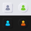User icon set, Multicolor neumorphism button soft UI Design.