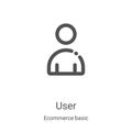 user icon vector from ecommerce basic collection. Thin line user outline icon vector illustration. Linear symbol for use on web