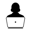 User Icon Vector With Laptop Computer Female Person Profile Avatar Royalty Free Stock Photo