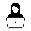 User Icon Vector With Laptop Computer Female Person Profile Avatar Royalty Free Stock Photo