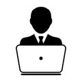 User Icon Vector With Laptop Computer Male Person Profile Avatar Royalty Free Stock Photo