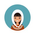 User icon of young Alaska woman in flat style