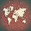 User icons on a map representing a global network created with Generative AI Royalty Free Stock Photo