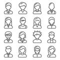 User Icons set on White Background. Line Style Vector