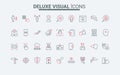 User identification, biometric verification to access, check identity line icons set